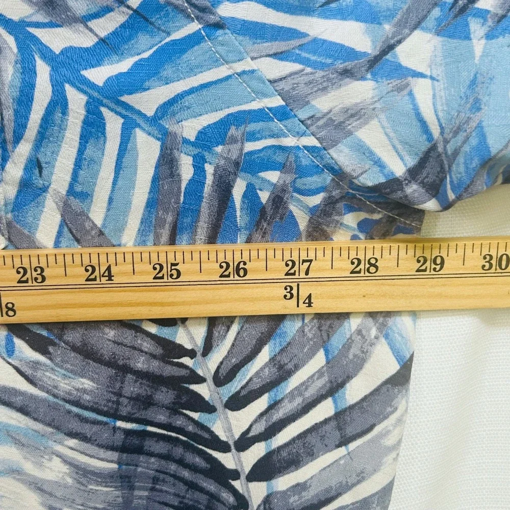 Tommy Bahama Silk Camp Shirt Mens Mens 3XL Blue Tropical Palm Leaf Island Resort